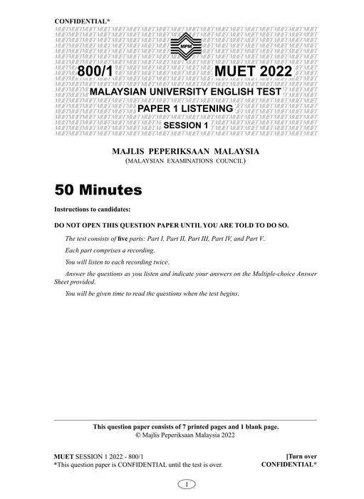 Collection of MUET Paper 2022
