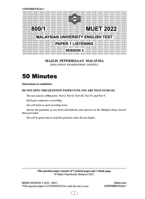 Collection of MUET Paper 2022