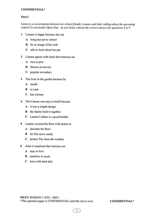 Collection of MUET Paper 2022