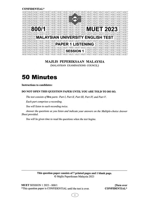 Collection of MUET Paper 2023