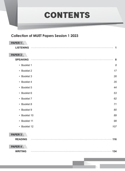 Collection of MUET Paper 2023