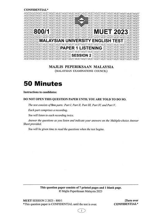 Collection of MUET Paper 2023