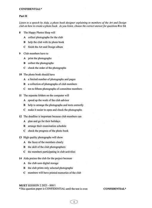 Collection of MUET Paper 2023