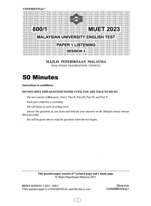 Collection of MUET Paper 2023