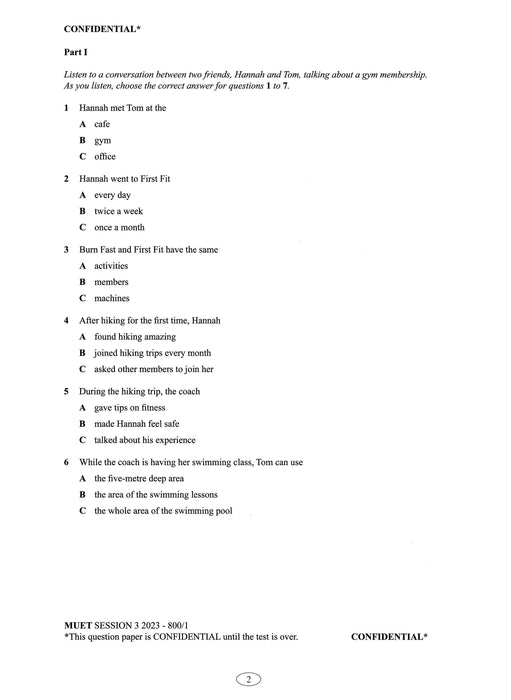 Collection of MUET Paper 2023