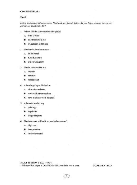 Model Answers for MUET Actual Exam Papers