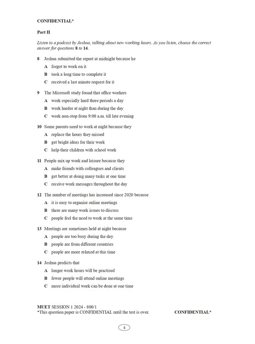 Model Answers for MUET Actual Exam Papers