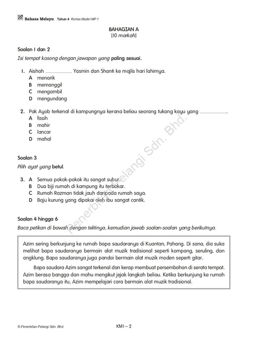 Skor A Kertas Model Matriks KSSR 2026 Tahun 4 / Year 4