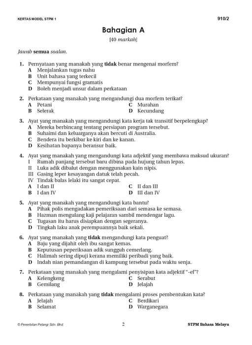 Skor A Kertas Model STPM 2026 Semester 2