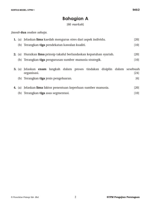 Skor A Kertas Model STPM 2026 Semester 2