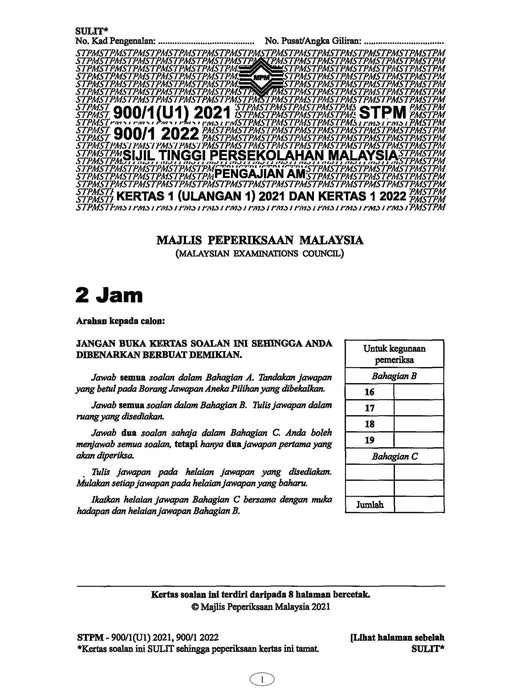 Koleksi Kertas Soalan STPM 2022 Jurusan Sains