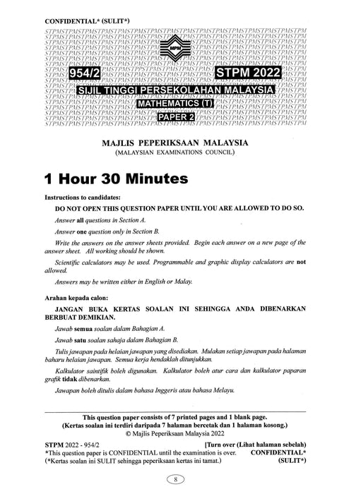 Koleksi Kertas Soalan STPM 2022 Jurusan Sains