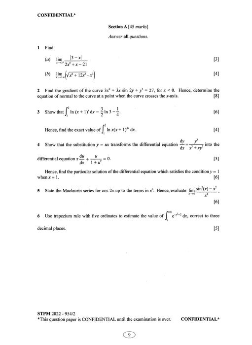 Koleksi Kertas Soalan STPM 2022 Jurusan Sains