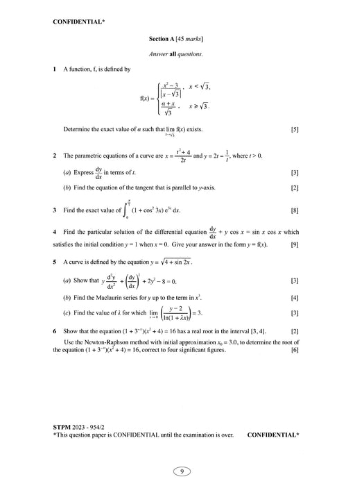 Koleksi Kertas Soalan STPM 2023 Jurusan Sains