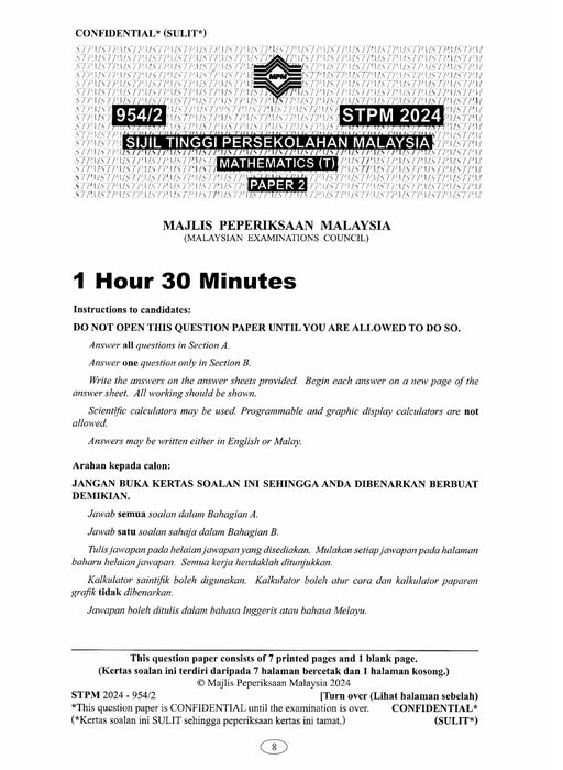 Koleksi Kertas Soalan STPM 2024 Jurusan Sains