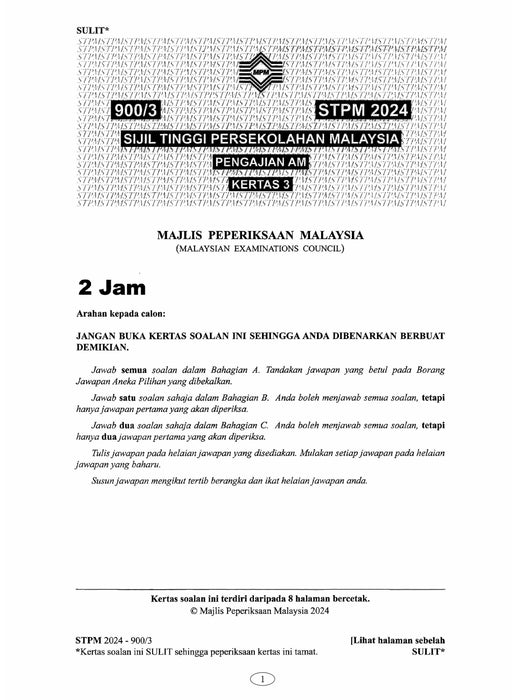 Koleksi Kertas Soalan STPM 2024 Jurusan Sains