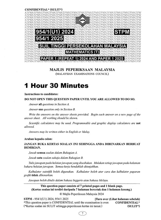 Koleksi Kertas Soalan STPM 2024 Jurusan Sains