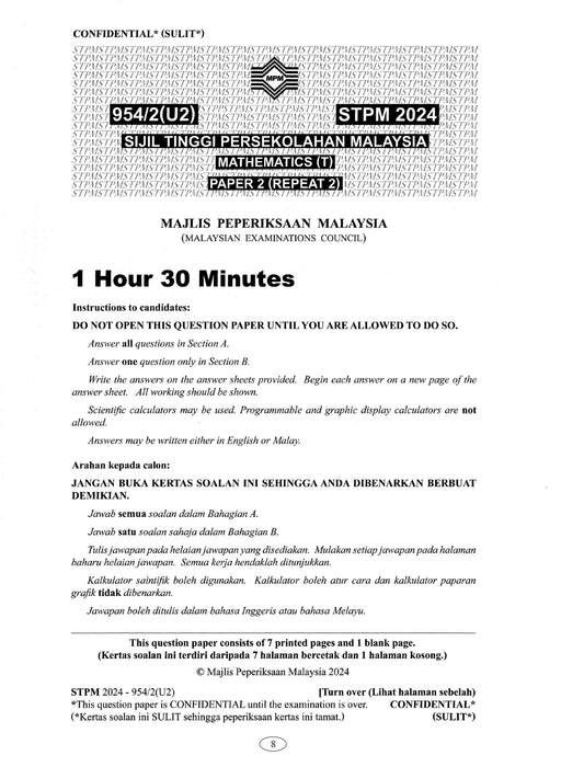 Koleksi Kertas Soalan STPM 2024 Jurusan Sains