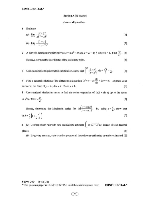 Koleksi Kertas Soalan STPM 2024 Jurusan Sains