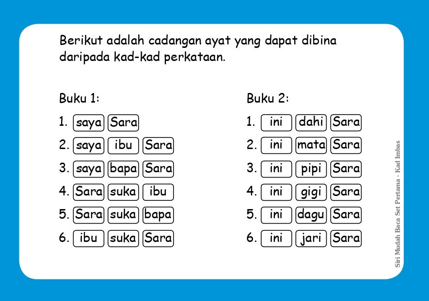 Siri Mudah Baca Set Pertama Kad Imbas