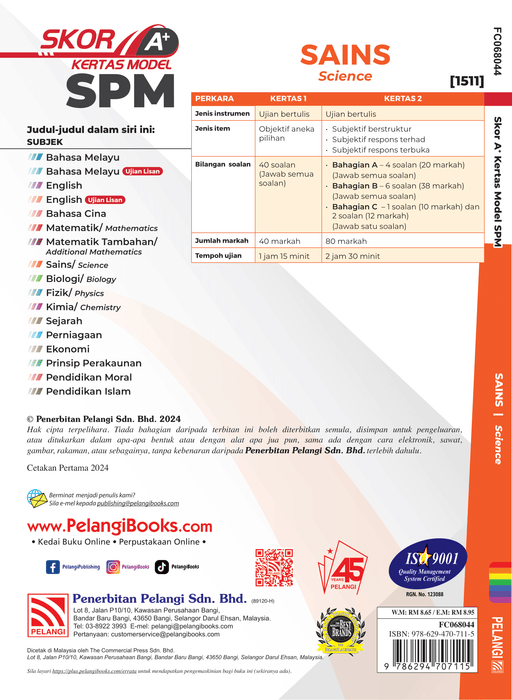 Skor A+ SPM Kertas Model 2024 Sains