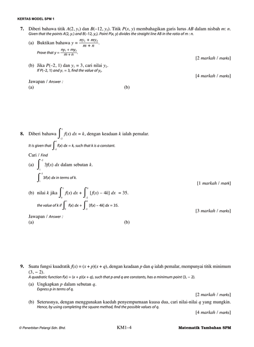 Skor A+ SPM Kertas Model 2024 Matematik Tambahan