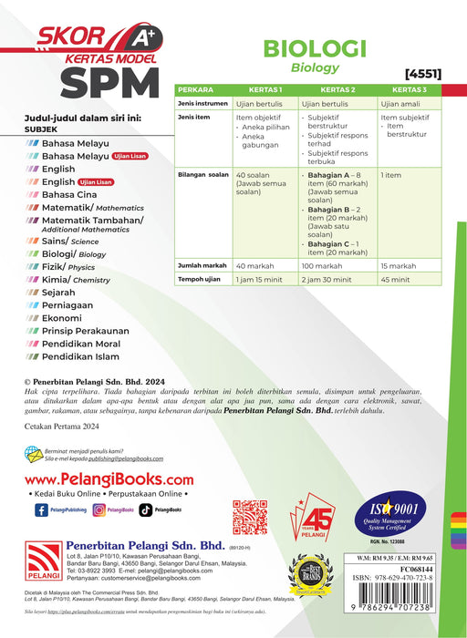 Skor A+ SPM Kertas Model 2024 Biologi