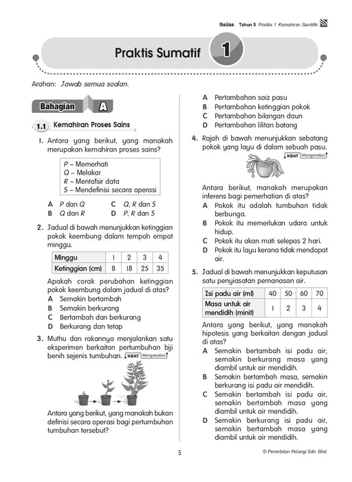 Praktis Prestasi UASA 2024 Sains Tahun 5