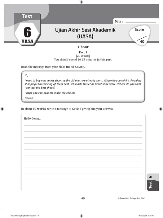 Get Ready! UASA 2024 English Paper 2 Form 3