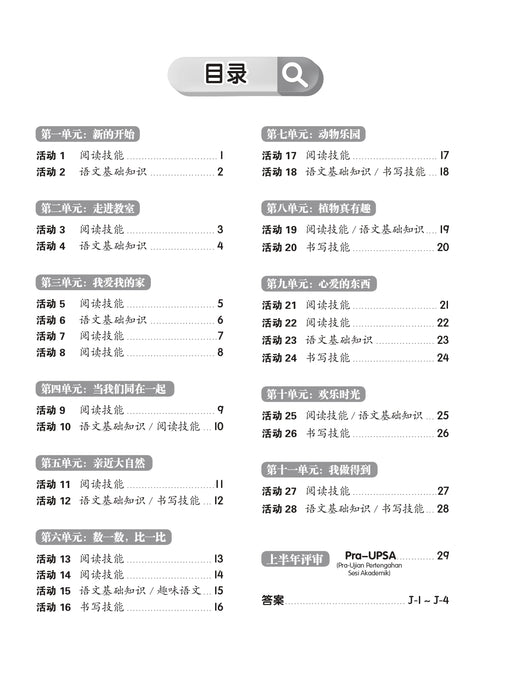 Pentaksiran Bilik Darjah 2025 课堂评估 1 年级
