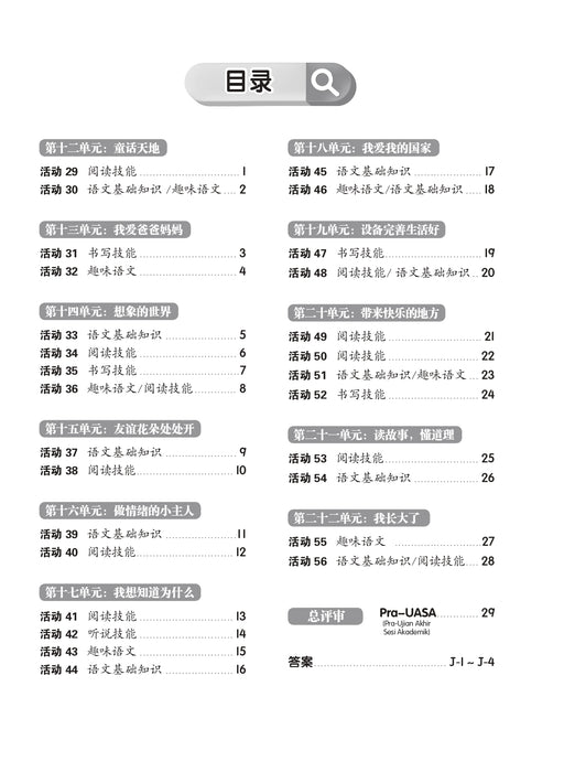 Pentaksiran Bilik Darjah 2025 课堂评估 1 年级