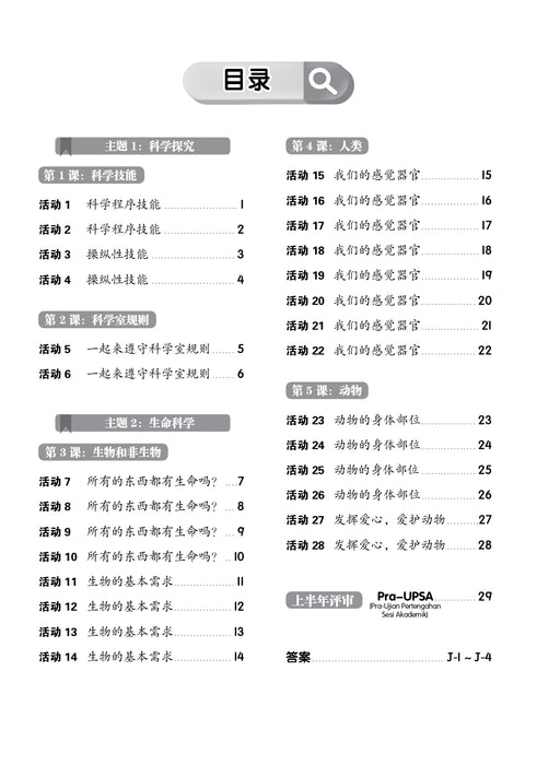 Pentaksiran Bilik Darjah 2025 课堂评估 1 年级