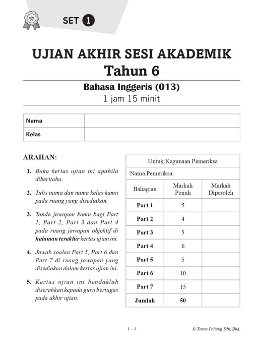 Juara UASA 2026 状元试卷 Tahun 6 年级 6