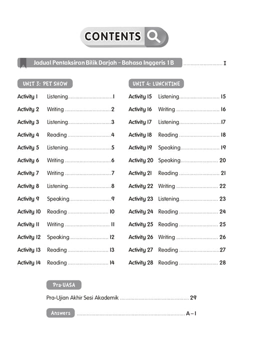 Pentaksiran Bilik Darjah 2025 课堂评估 1 年级