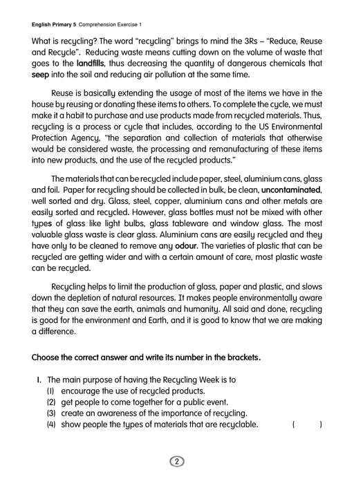 English Comprehension Workbook