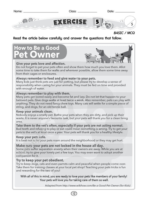 English Comprehension Workbook