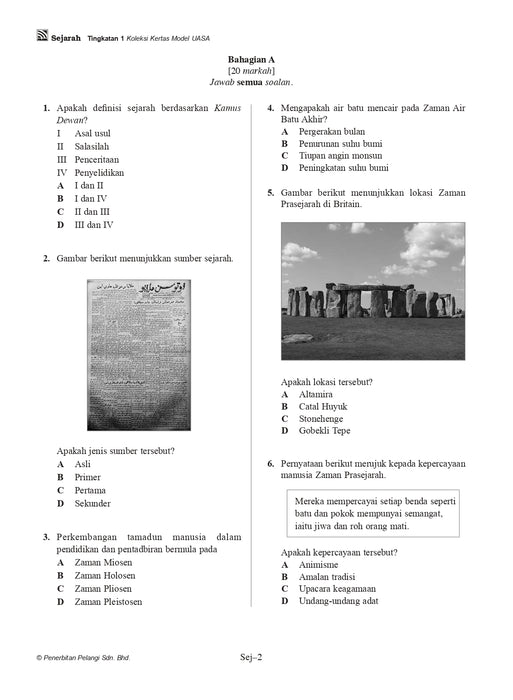Koleksi Kertas Model UASA KSSM 2025 Tingkatan 1