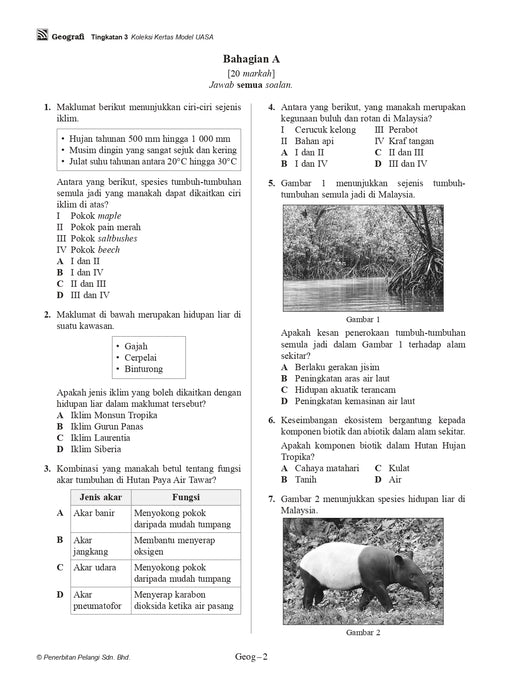 Koleksi Kertas Model UASA KSSM 2025 Tingkatan 3