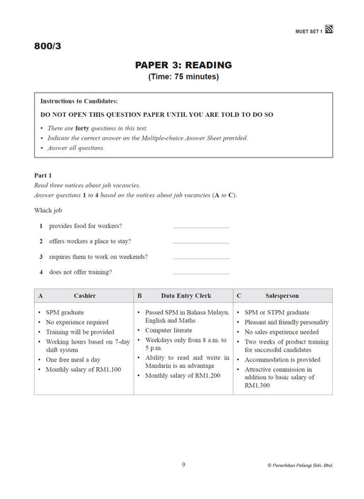 MUET Model Test Papers 2022