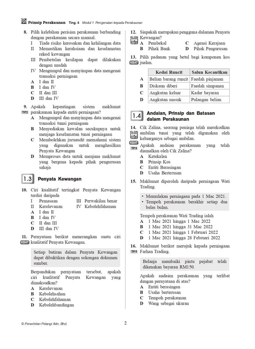 Pelangi Analysis SPM 2022 Prinsip Perakaunan Tigkatan 4