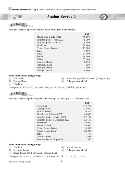 Pelangi Analysis SPM 2023 Prinsip Perakaunan Tigkatan 5