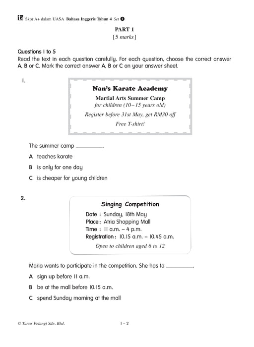 Skor A+ dalam UASA 2025 特优 A+ 系列 4 年级 英文 Bahasa Inggeris