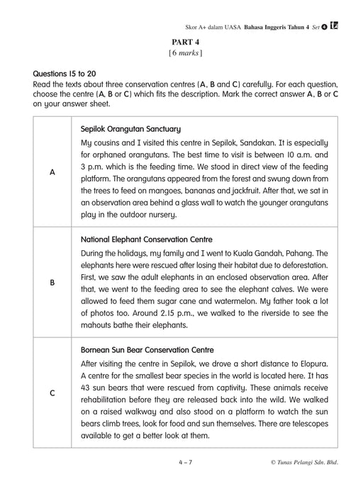 Skor A+ dalam UASA 2025 特优 A+ 系列 4 年级 英文 Bahasa Inggeris