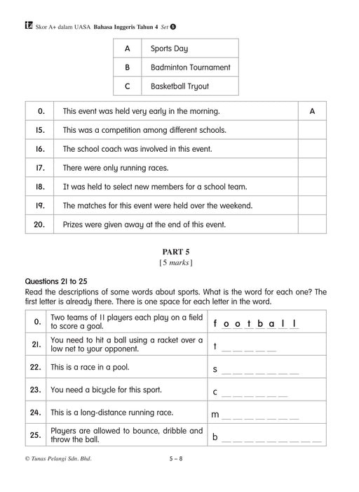 Skor A+ dalam UASA 2025 特优 A+ 系列 4 年级 英文 Bahasa Inggeris