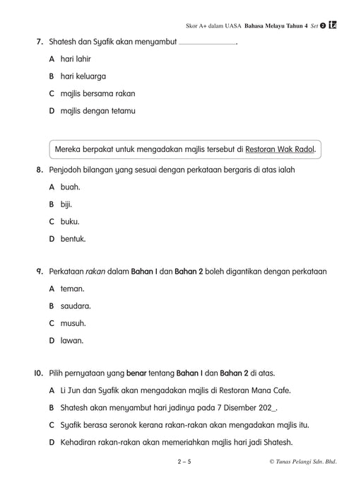 Skor A+ dalam UASA 2025 特优 A+ 系列 4 年级 国文 Bahasa Melayu