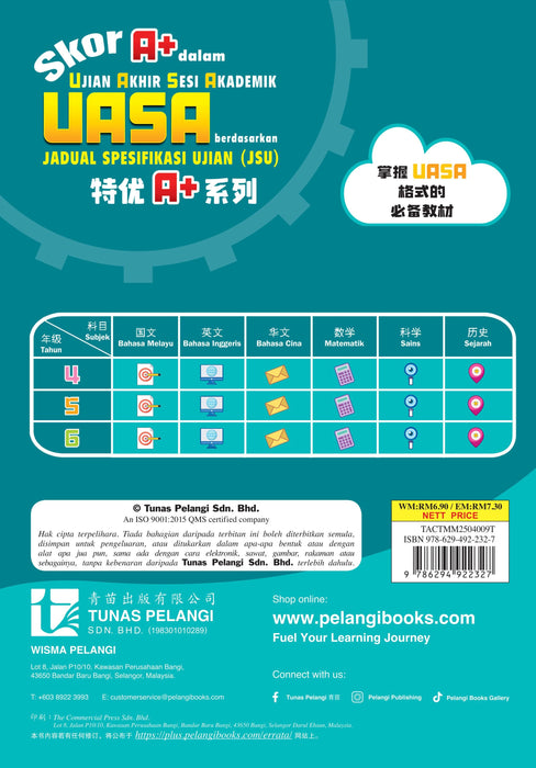 Skor A+ dalam UASA 2025 特优 A+ 系列 4 年级 数学 Matematik