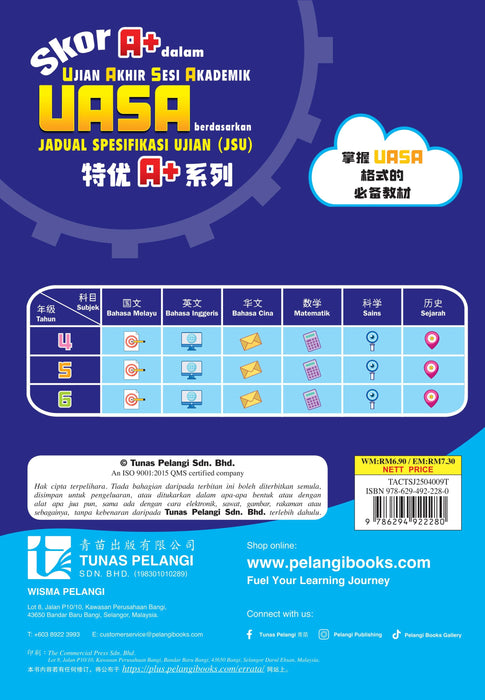Skor A+ dalam UASA 2025 特优 A+ 系列 4 年级 历史 Sejarah