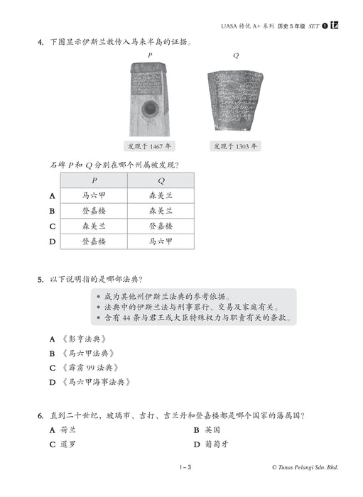 Skor A+ dalam UASA 2025 特优 A+ 系列 5 年级 历史 Sejarah