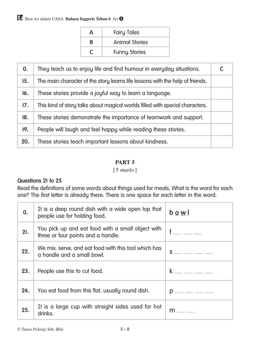 Skor A+ dalam UASA 2025 特优 A+ 系列 6 年级 英文 Bahasa Inggeris