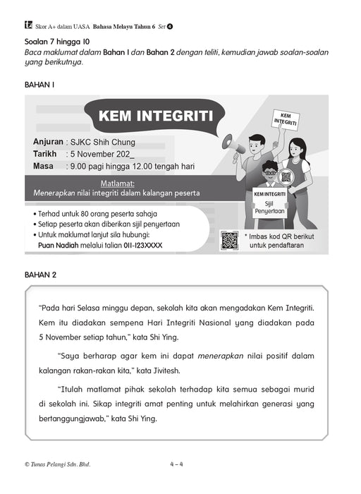 Skor A+ dalam UASA 2025 特优 A+ 系列 6 年级 国文 Bahasa Melayu